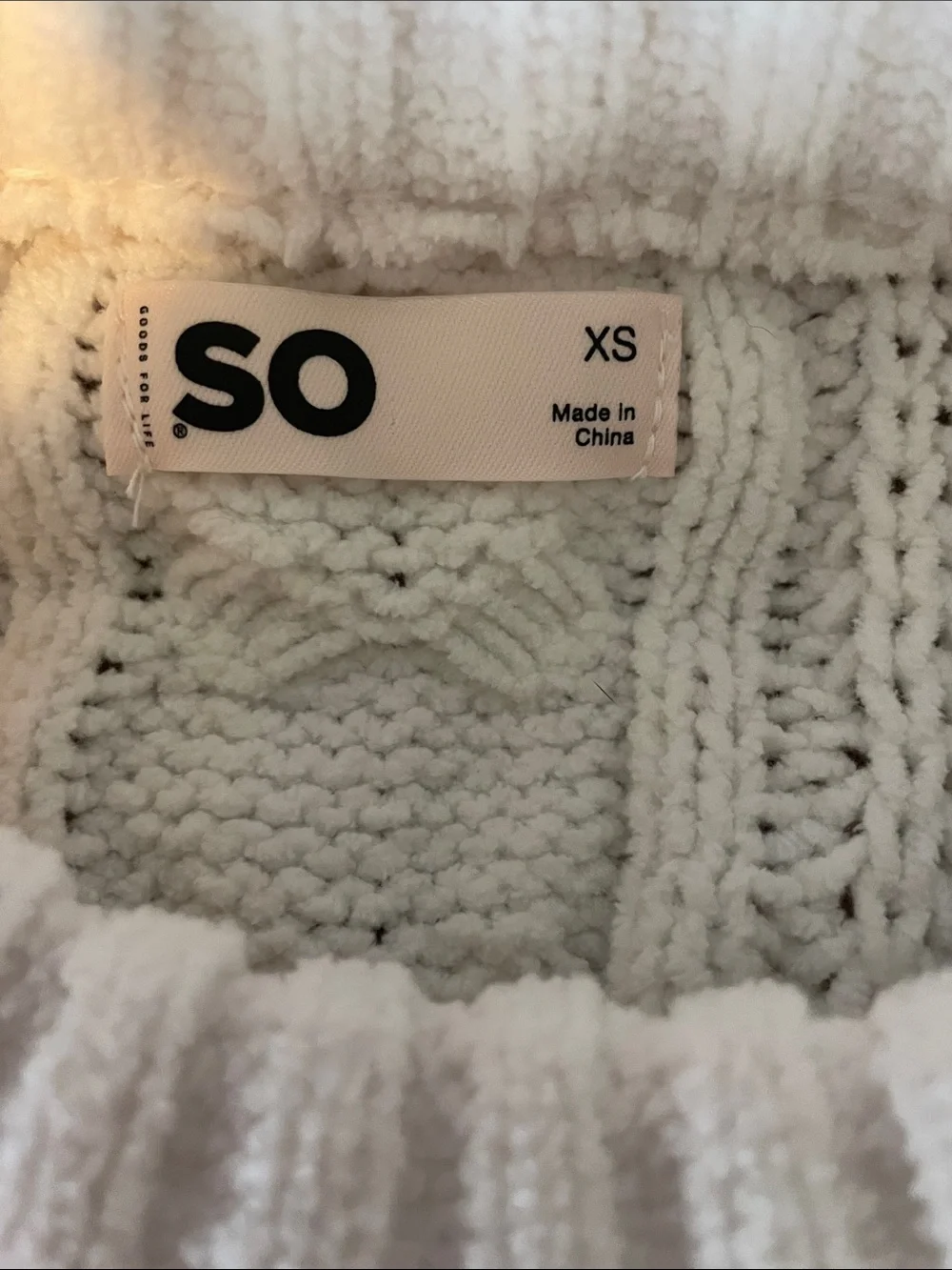 SO Cable Knit Sweater Off White Semi Cropped Size XS